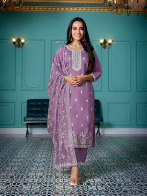 Royal Export Embroidered Kurta, Trouser/Pant & Dupatta Set