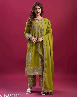 GLOBALIA CREATION Women Kurta Pant Attached Dupatta Set