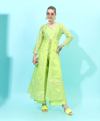 Vishudh Women Ethnic Top Pant Ethnic Jacket Set