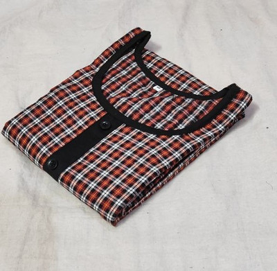 ACE COLLECTION Women Checkered Straight Kurta(Black, White, Red)