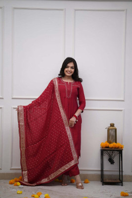 STAVROZ FASHION Embroidered Kurta, Trouser/Pant & Dupatta Set