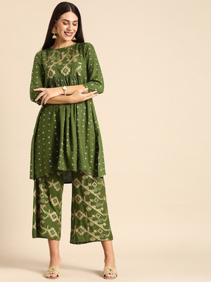 YANDZONE Women Ethnic Top Palazzo Set