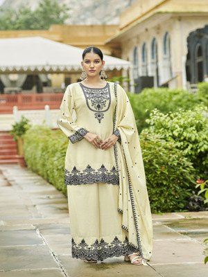 Uday art Women Kurta Sharara Dupatta Set