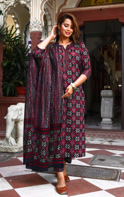 PMD Fashion Printed Kurta, Trouser/Pant & Dupatta Set