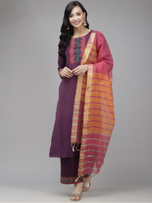 CreationRajvi Self Design Kurta, Palazzo & Dupatta Set