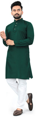 Radhika Creation Men Solid A-line Kurta(Green)
