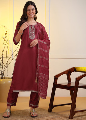 Hiva Trendz Embroidered Kurta, Trouser/Pant & Dupatta Set