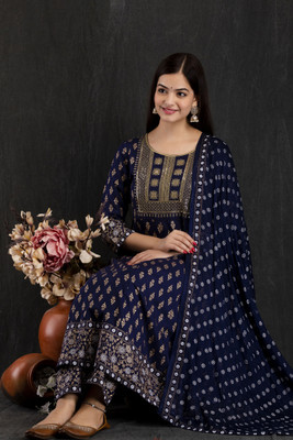 Kurtee King Printed Kurta, Palazzo & Dupatta Set