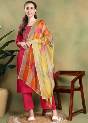 Ghunawali Women Kurti Palazzo Attached Dupatta Set