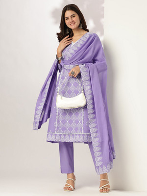 Janasya Women Kurta Pant Dupatta Set