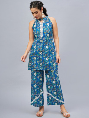 WineRed Women Ethnic Top Pant Set