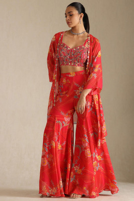 soch Women Kurta Sharara Ethnic Jacket Set