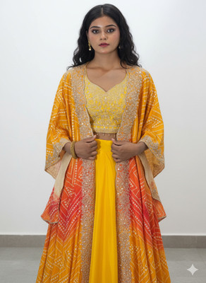avievie Women Ethnic Top Palazzo Ethnic Jacket Set