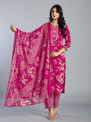 TANMANI Floral Print Kurta, Trouser/Pant & Dupatta Set