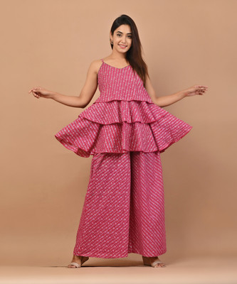 SPLORR Women Crop Top Pant Set