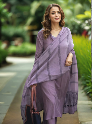 Tasrika Solid Kurta, Trouser/Pant & Dupatta Set