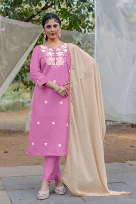 JR Creation Embroidered Kurta, Trouser/Pant & Dupatta Set