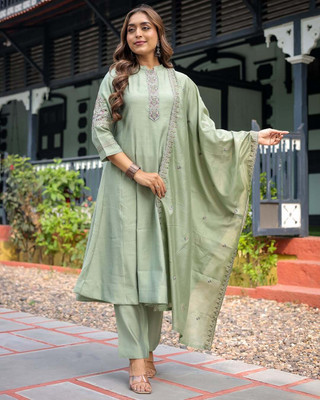 Yipsy Fashion Embroidered Anarkali Kurta, Bottom & Dupatta Set