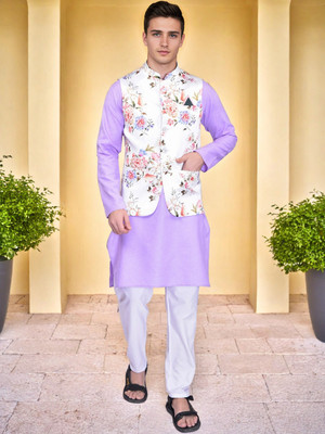 PRINTCULTR Men Kurta Pant Ethnic Jacket Set