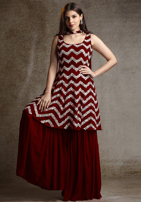 parrot creation Women Kurta Sharara Dupatta Set