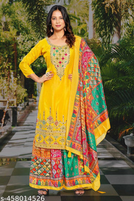 Sidddhivinayak Fashion Women Ethnic Top Palazzo Attached Dupatta Set