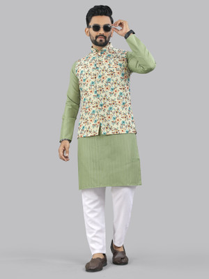 LeipZig Men Kurta Pyjama Ethnic Jacket Set