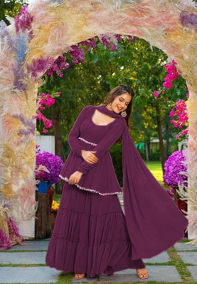 SHREE SIDHIVINAYK Flared/A-line Gown(Purple)
