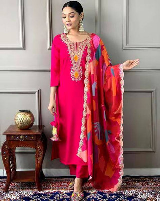 ANSH Embroidered Kurta, Trouser/Pant & Dupatta Set