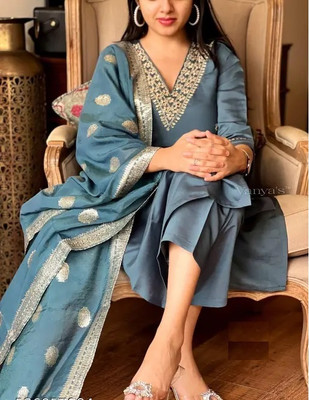vajiba Women Kurti Palazzo Dupatta Set