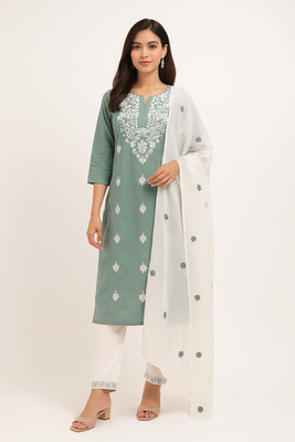 PASANDEEDA Women Kurta Pant Attached Dupatta Set