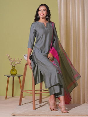 Tasrika Solid Kurta, Trouser/Pant & Dupatta Set