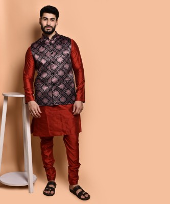 PRINTCULTR Men Kurta Pyjama Ethnic Jacket Set