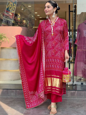 HERE&NOW Women Kurta Palazzo Dupatta Set