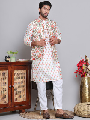 Jompers Men Kurta Pyjama Ethnic Jacket Set