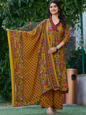 MANVIK FASHION Women Kurti Palazzo Dupatta Set