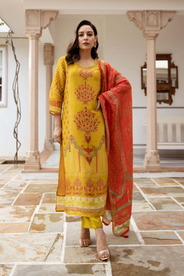 Tasrika Printed Kurta, Trouser/Pant & Dupatta Set