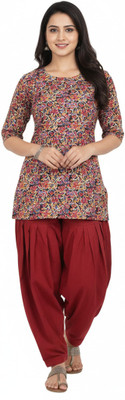 MALAXMITEXTILE Women Ethnic Top Patiala Set