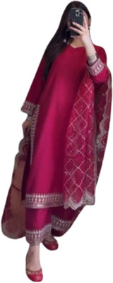 AWLFAB Women Ethnic Top Palazzo Dupatta Set