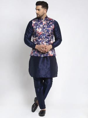 kaifoo Men Kurta Pyjama Ethnic Jacket Set
