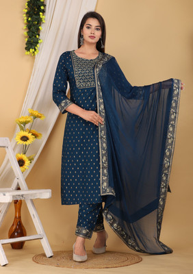 K.T. ENTERPRISES Printed Kurta, Trouser/Pant & Dupatta Set