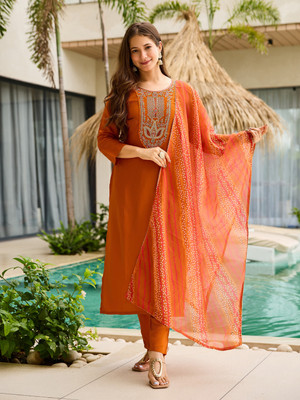 FancyFits Embroidered Kurta, Salwar & Dupatta Set