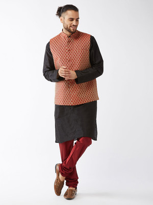 VASTRAMAY Men Kurta Pyjama Ethnic Jacket Set