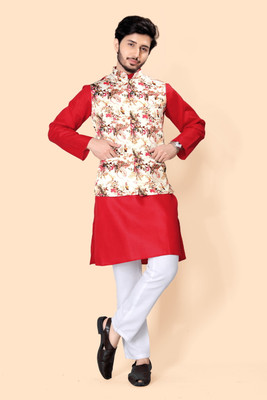 PARALLEL TIMES Men Kurta Pyjama Ethnic Jacket Set