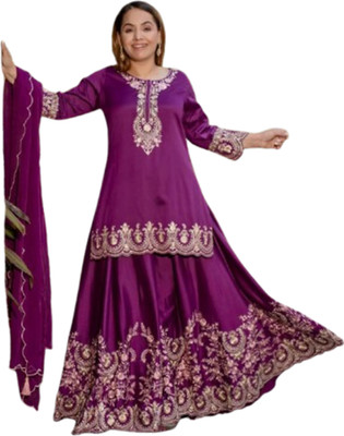 NF FAB Women Ethnic Top Palazzo Dupatta Set