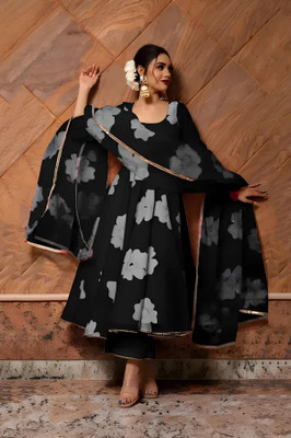 SAMBHAJI CREATION Anarkali Gown(Black)