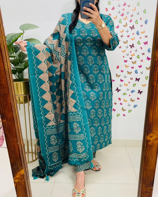 IRAKSU Women Kurti Pant Attached Dupatta Set