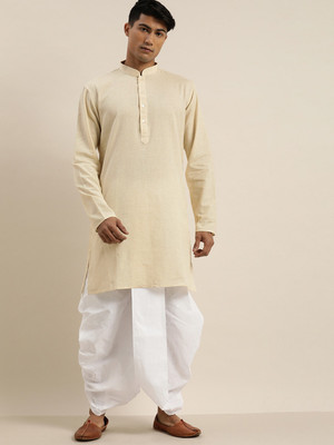VASTRAMAY Men Embroidered A-line Kurta(Yellow)