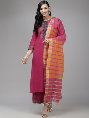 AnAdhTex Self Design Kurta, Palazzo & Dupatta Set