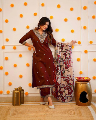 PILUDI Women Kurta Pant Dupatta Set