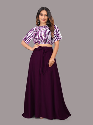 okf Women Crop Top Skirt Set